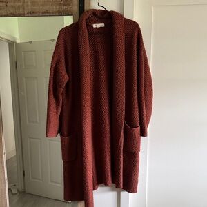 VICI Women’s Open Front Long Knit Cardigan Sweater - Rust